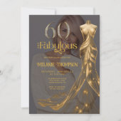 Sixty and Fabulous Gold Dress Photo 60th Birthday 招待状 (正面)