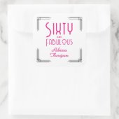 Sixty and Fabulous Hot Pink Art Deco 60th Birthday スクエアシール (バッグ)