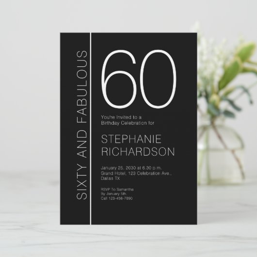Sixty and Fabulous Modern 60th Birthday Party 招待状 (スタンド正面)