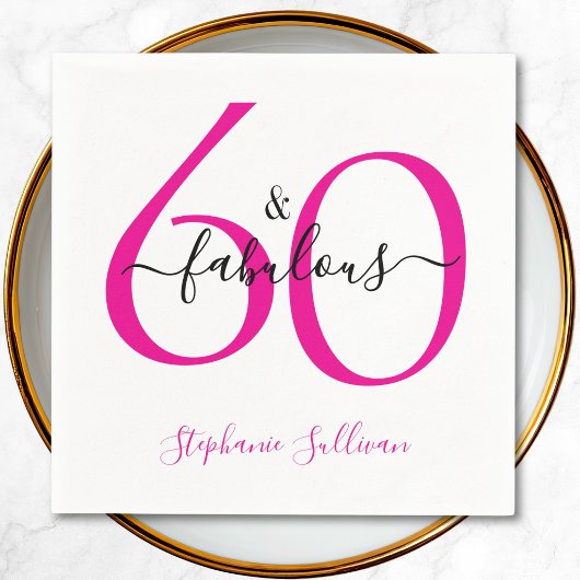 Sixty and Fabulous Name 60th Birthday Party スタンダードカクテルナプキン
