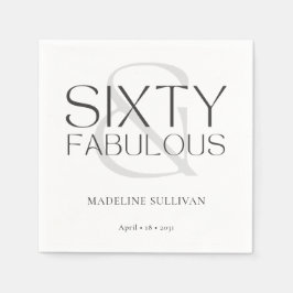 Sixty and Fabulous Name Date 60th Birthday Party スタンダードカクテルナプキン