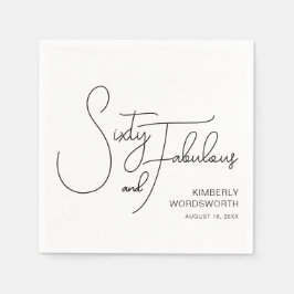 Sixty and Fabulous Name Date 60th Birthday Party スタンダードカクテルナプキン