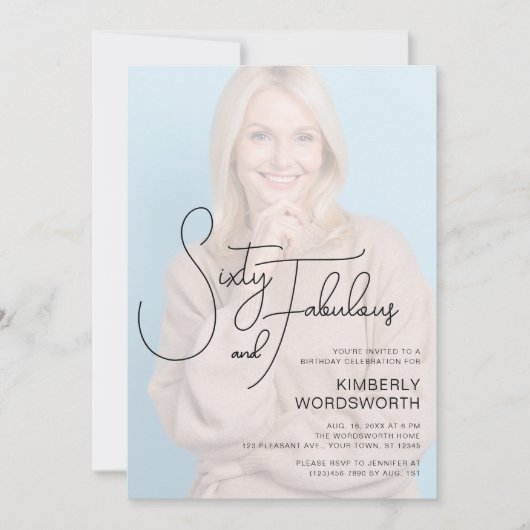 Sixty and Fabulous Photo 60th Birthday Party 招待状 (正面)