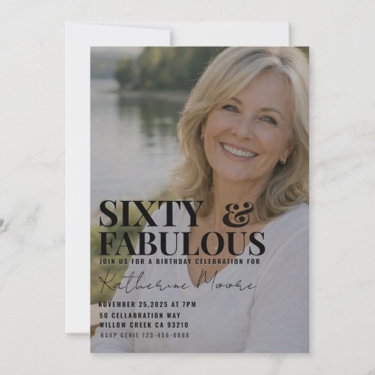 Sixty and Fabulous Photo 60th Birthday Party 招待状 (正面)