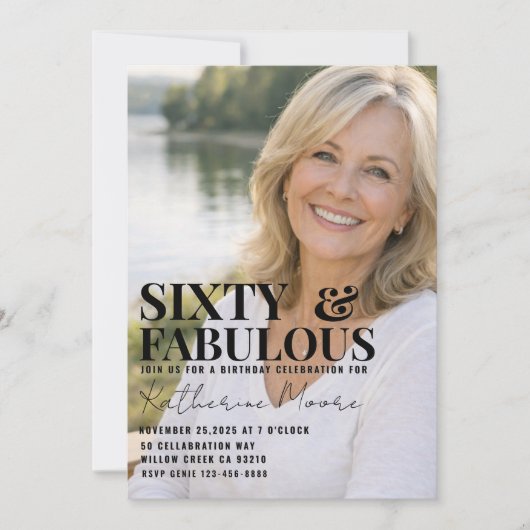 Sixty and Fabulous Photo 60th Birthday Party 招待状 (正面)