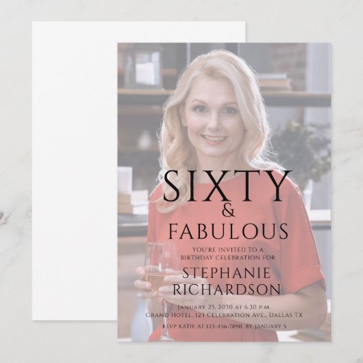 Sixty and Fabulous Photo 60th Birthday Party  招待状 (正面/裏面)