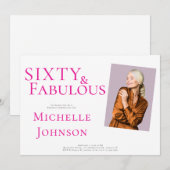 Sixty and Fabulous Photo 60th Birthday Party 招待状 (正面/裏面)