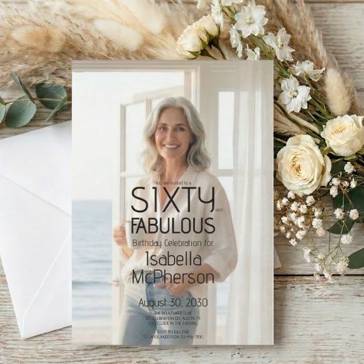 Sixty and Fabulous Photo 60th Birthday Party 招待状