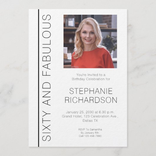 Sixty and Fabulous Photo 60th Birthday Party 招待状 (正面)