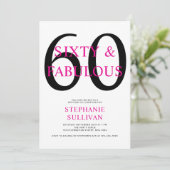 Sixty and Fabulous Pink 60th Birthday Party 招待状 (スタンド正面)