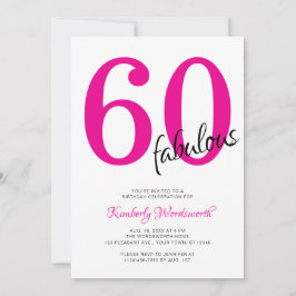 Sixty and Fabulous Pink 60th Birthday Party 招待状