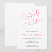 Sixty and Fabulous Pink Script 60th Birthday Party 招待状 (正面/裏面)