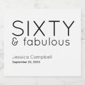 Sixty and Fabulous Script 60歳の誕生日 名前 スパークリングワインラベル (シングルラベル)