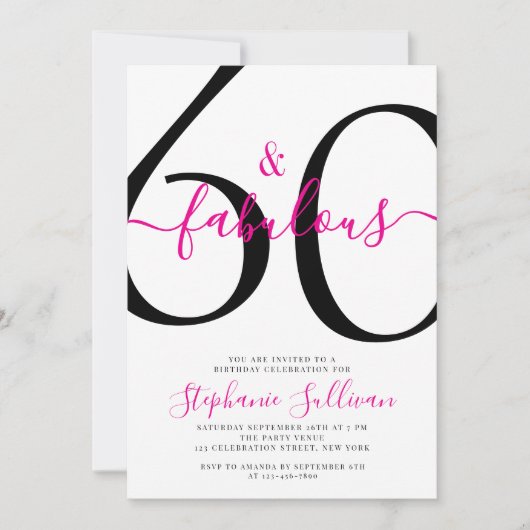 Sixty and Fabulous Script 60th Birthday Party 招待状 (正面)