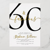 Sixty and Fabulous Script 60th Birthday Party 箔招待状 (正面)
