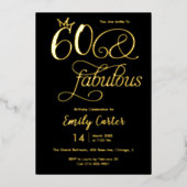 Sixty and Fabulous Script 60th Birthday Party 箔招待状 (正面)
