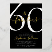 Sixty and Fabulous Script 60th Birthday Party  箔招待状 (正面)