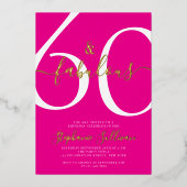 Sixty and Fabulous Script 60th Birthday Party 箔招待状 (正面)