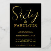 Sixty and Fabulous Script 60th Birthday Party 箔招待状 (正面)