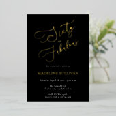 Sixty and Fabulous Script Gold 60th Birthday Party 箔招待状 (立ち正面)