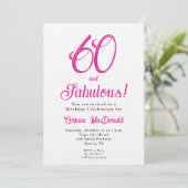 Sixty and Fabulous Script Pink 60th Birthday Party 招待状 (スタンド正面)