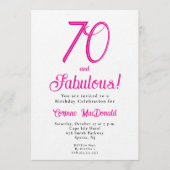 Sixty and Fabulous Script Pink 70th Birthday Party 招待状 (正面)