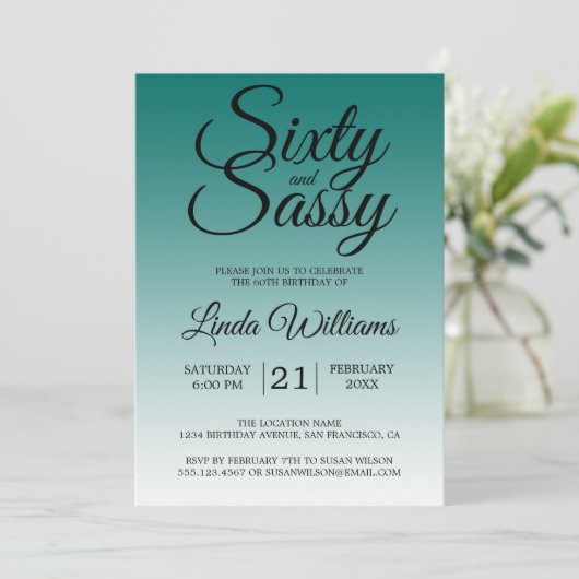 Sixty and Sassy Emerald Green 60th Birthday 招待状 (スタンド正面)