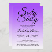 Sixty and Sassy Purple Ombre 60th Birthday 招待状 (正面/裏面)