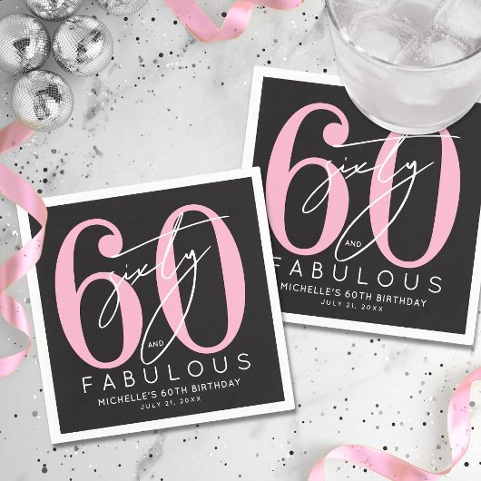 Sixty Fabulous 60th Birthday Party スタンダードカクテルナプキン