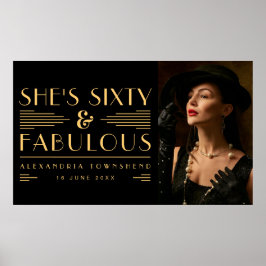 Sixty & Fabulous Art Deco Photo 60th Birthday ポスター