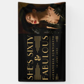 Sixty & Fabulous Art Deco Photo 60th Birthday 横断幕 (縦)