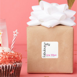 Sixty Fabulous Birthday Chic Pink & Black スクエアシール