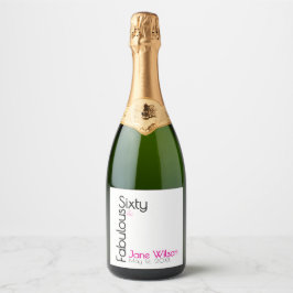 Sixty Fabulous Birthday Chic Pink & Black スパークリングワインラベル