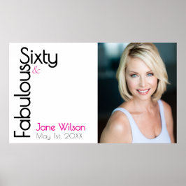 Sixty Fabulous Birthday Chic Pink & Black ポスター