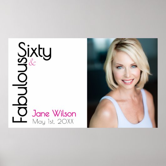 Sixty Fabulous Birthday Chic Pink & Black ポスター (正面)