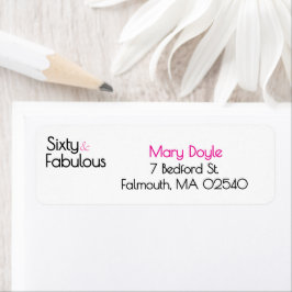 Sixty Fabulous Birthday Chic Pink & Black ラベル