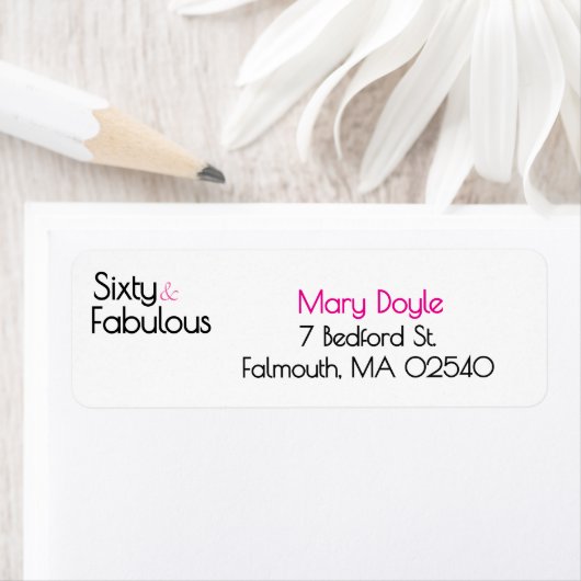 Sixty Fabulous Birthday Chic Pink & Black ラベル (インサイチュ)