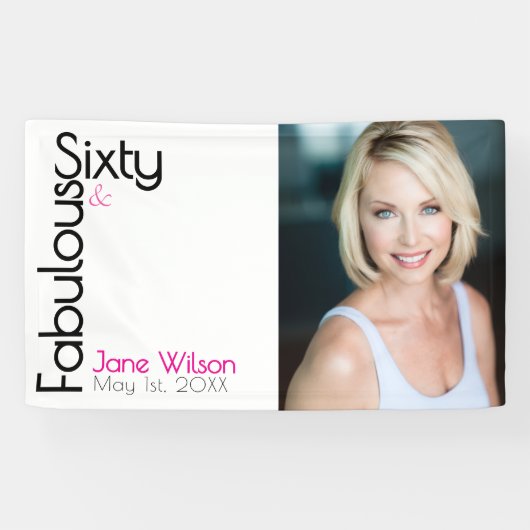 Sixty Fabulous Birthday Chic Pink & Black 横断幕 (横)