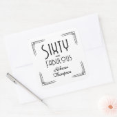 Sixty Fabulous Black White Art Deco 60th Birthday スクエアシール (封筒)