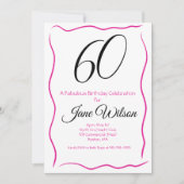  Sixty & Fabulous Invitation Chic Pink & Black 招待状 (正面)