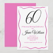  Sixty & Fabulous Invitation Chic Pink & Black 招待状 (正面/裏面)