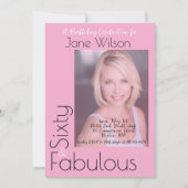 Sixty & Fabulous Invitation Pink Photo 招待状 (正面)
