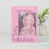  Sixty & Fabulous Invitation Pink Photo 招待状 (スタンド正面)