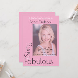 Sixty & Fabulous Invitation Pink Photo 招待状