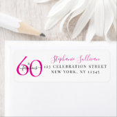 Sixty Fabulous Pink 60th Birthday Return Address ラベル (インサイチュ)