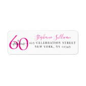 Sixty Fabulous Pink 60th Birthday Return Address ラベル (正面)
