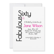   Sixty Fabulous Pink Birthday Chic Invitation