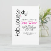   Sixty Fabulous Pink Birthday Chic Invitation 招待状 (スタンド正面)