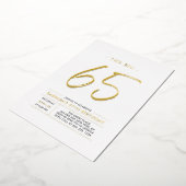 Sixty five | Modern Gold 65th Birthday Party 箔招待状 (回転した状態)