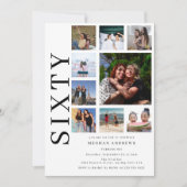 Sixty Photo Collage 60th Birthday Party 招待状 (正面)